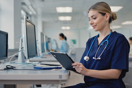 hospice dme order being made by a nurse at a hospice, using the Serious ERP portal on her tablet.